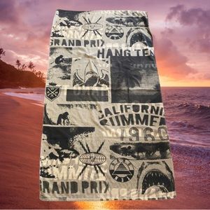 Vintage hang ten surfing California summer large bath beach towel